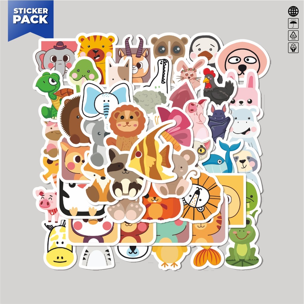 

[100PCS]Stiker Pack Stiker Random Hewan Lucu Aesthetic Vinyl Anti Air Dekorasi Sticker Laptop Buku Journal Koper Helm Casing HP Gitar Helm Skateboard