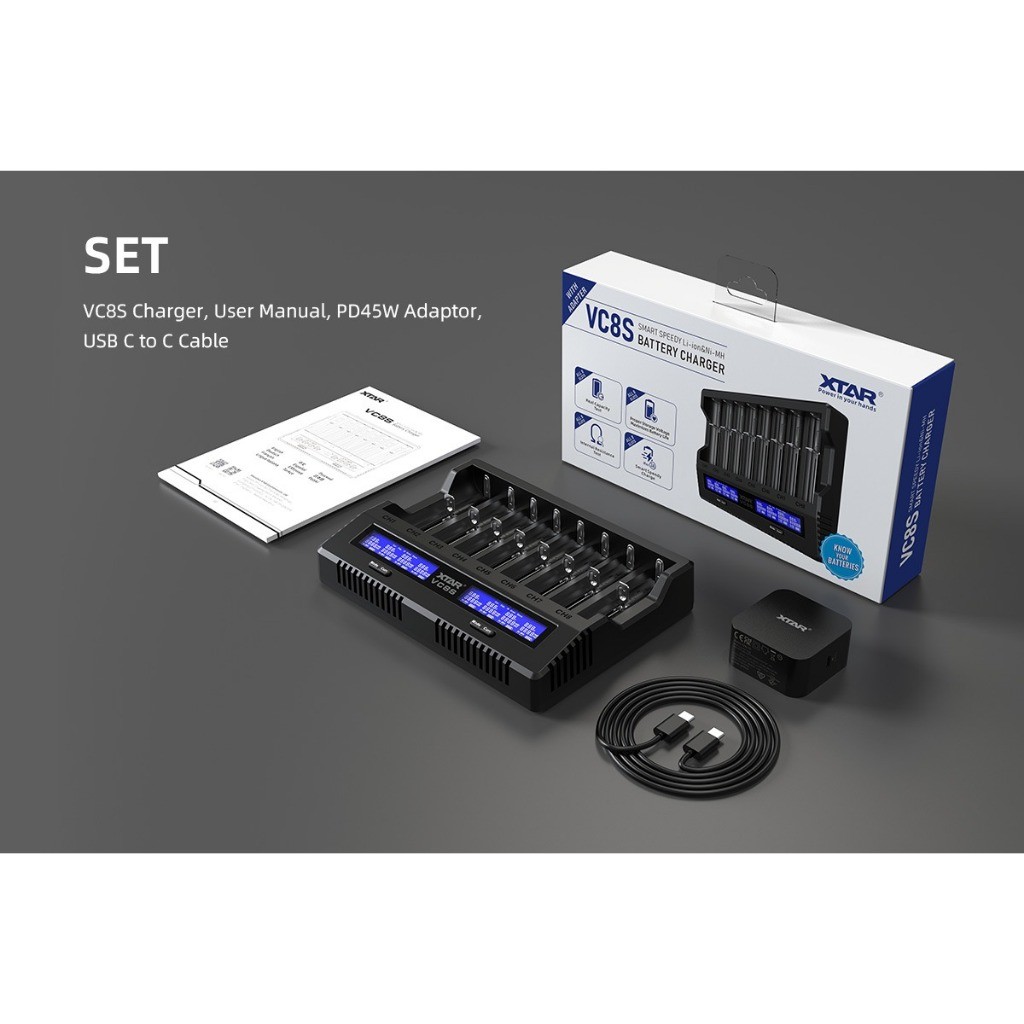 XTAR VC8S Charger Fast Charging Smart Speedy Charger, NEW VERSIONCO