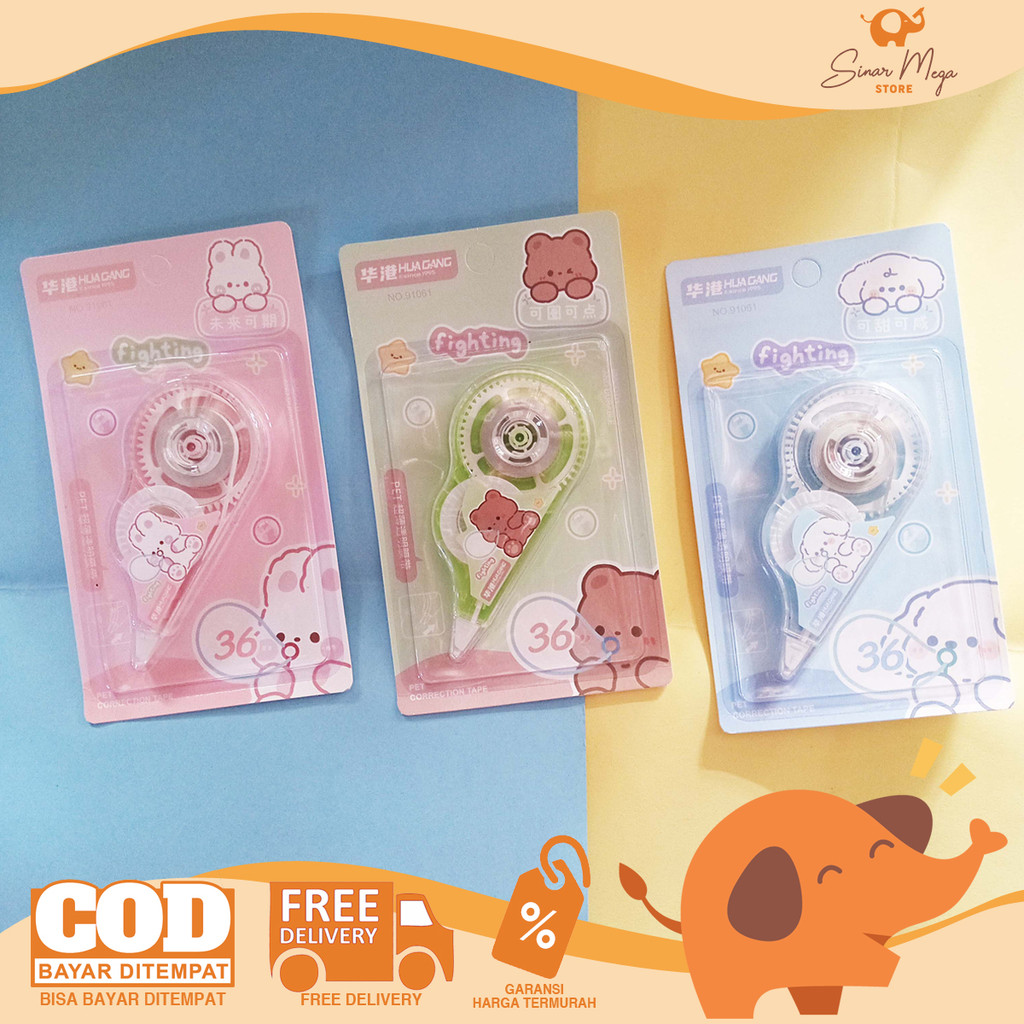 

Fancy HUAGANG Correction Tape 91061 - Pita Koreksi Animal Lucu Murah