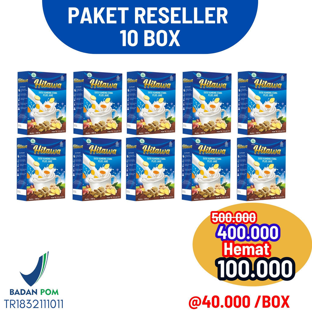

PAKET RESELLER HITAWA 200gr Susu Etawa Jahe Merah Kunyit dan Temulawak