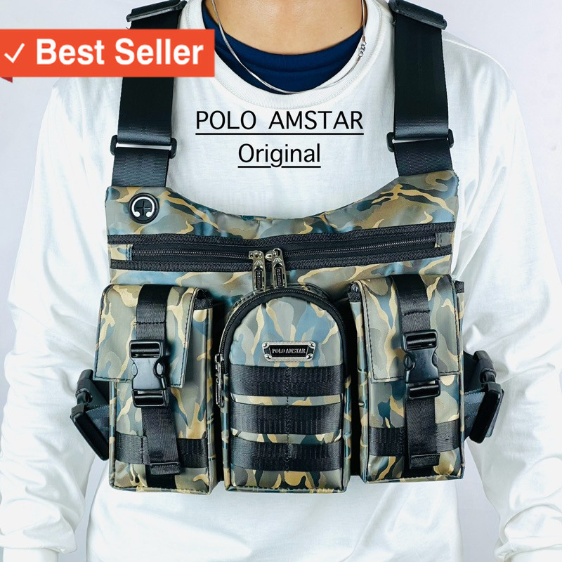 Tas Casual Keren Skena Murah Tebal / POLO AMSTAR Tas Pria Chest Bag Army Tas Selempang Dada Tas Romp
