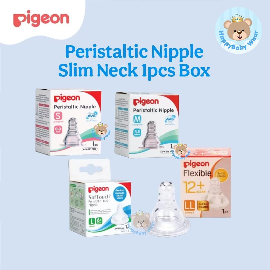 PIGEON Peristaltic Nipple For Slim Neck Bottle 1pcs Box | Karet Pentil Dot Niple Newborn
