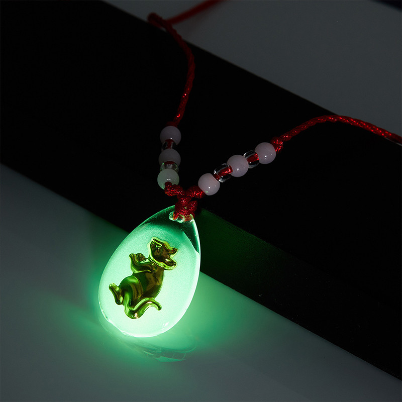 Liontin Zodiak Emas Indah Liontin Kristal Bercahaya Kalung Tali Merah