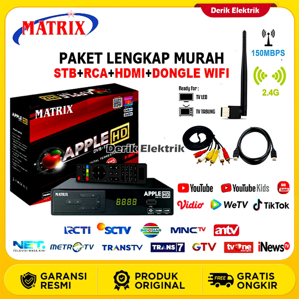 MATRIX SET TOP BOX TV DIGITAL / STB MATRIX APPLE MERAH / KUNING / BURGER / UNTUK TV TABUNG LED
