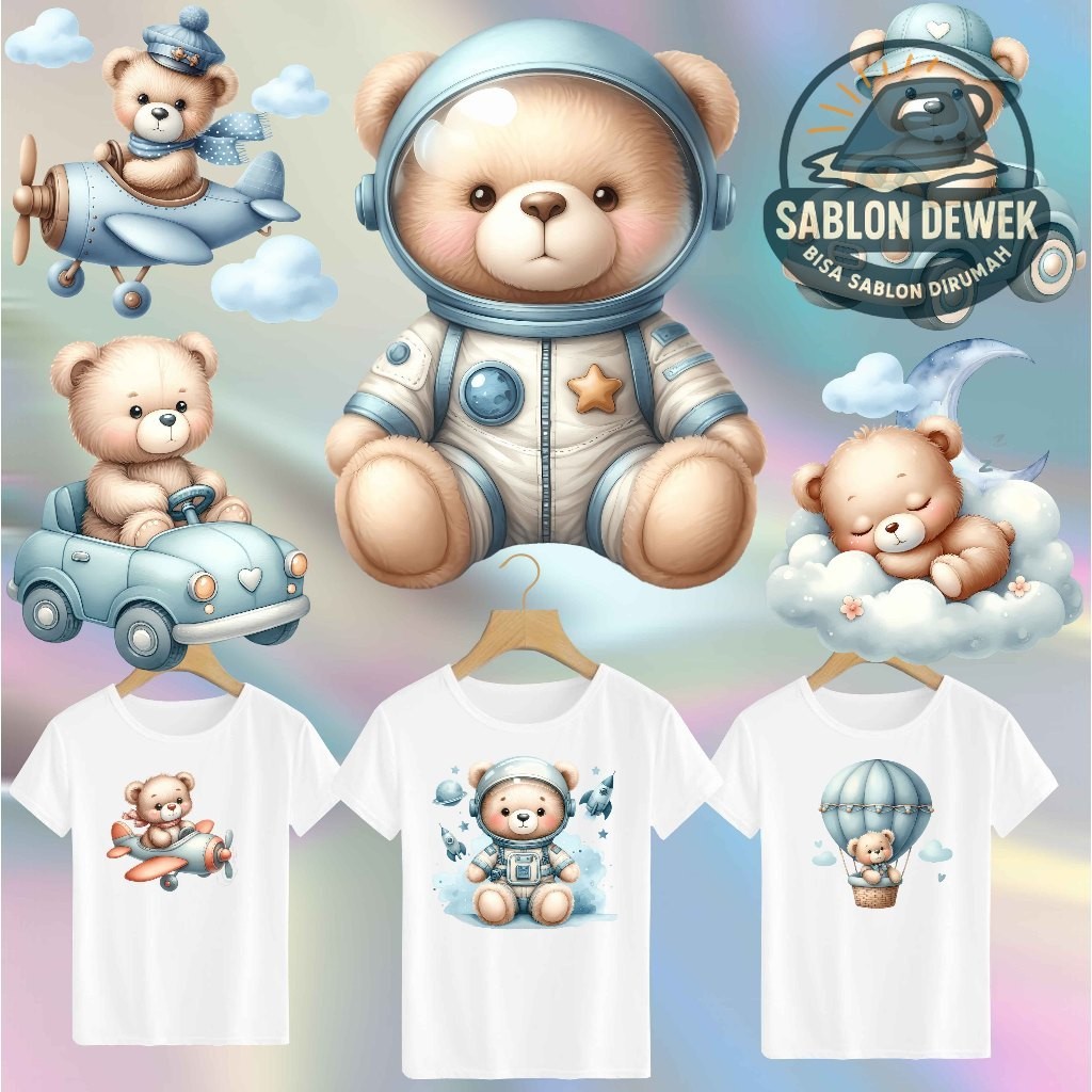 

SABLON STICKER DTF UKURAN 14CM TEMA CUTE BEAR