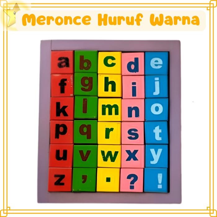 Mainan Edukasi Anak Edutoys Kayu Meronce Huruf Abjad - Belajar Huruf & Warna - Hadiah