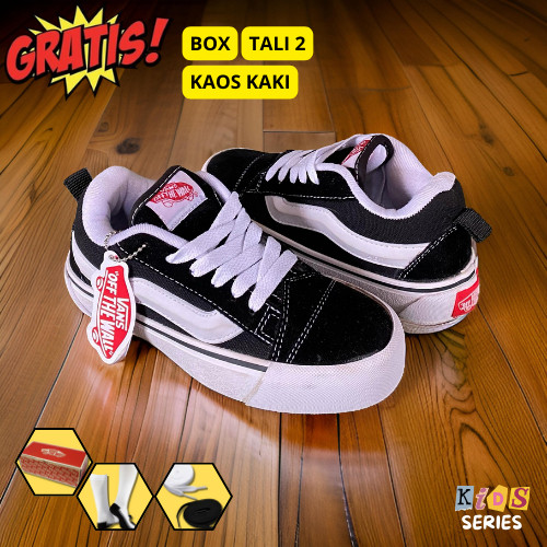 BAGASHOP  SEPATU ANAK VANS001 KNU SKOOL SEPATU GEMUK ANAK KNU SKOOL BLACK AND WHITE SNEAKES FOR KIDS