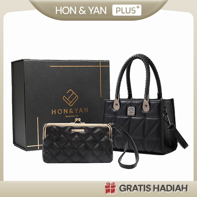 HONYAN PLUS Tas Wanita Caroline Gift Set Tas Selempang Wanita Slingbag Wanita Gift Set 2In1 Premium