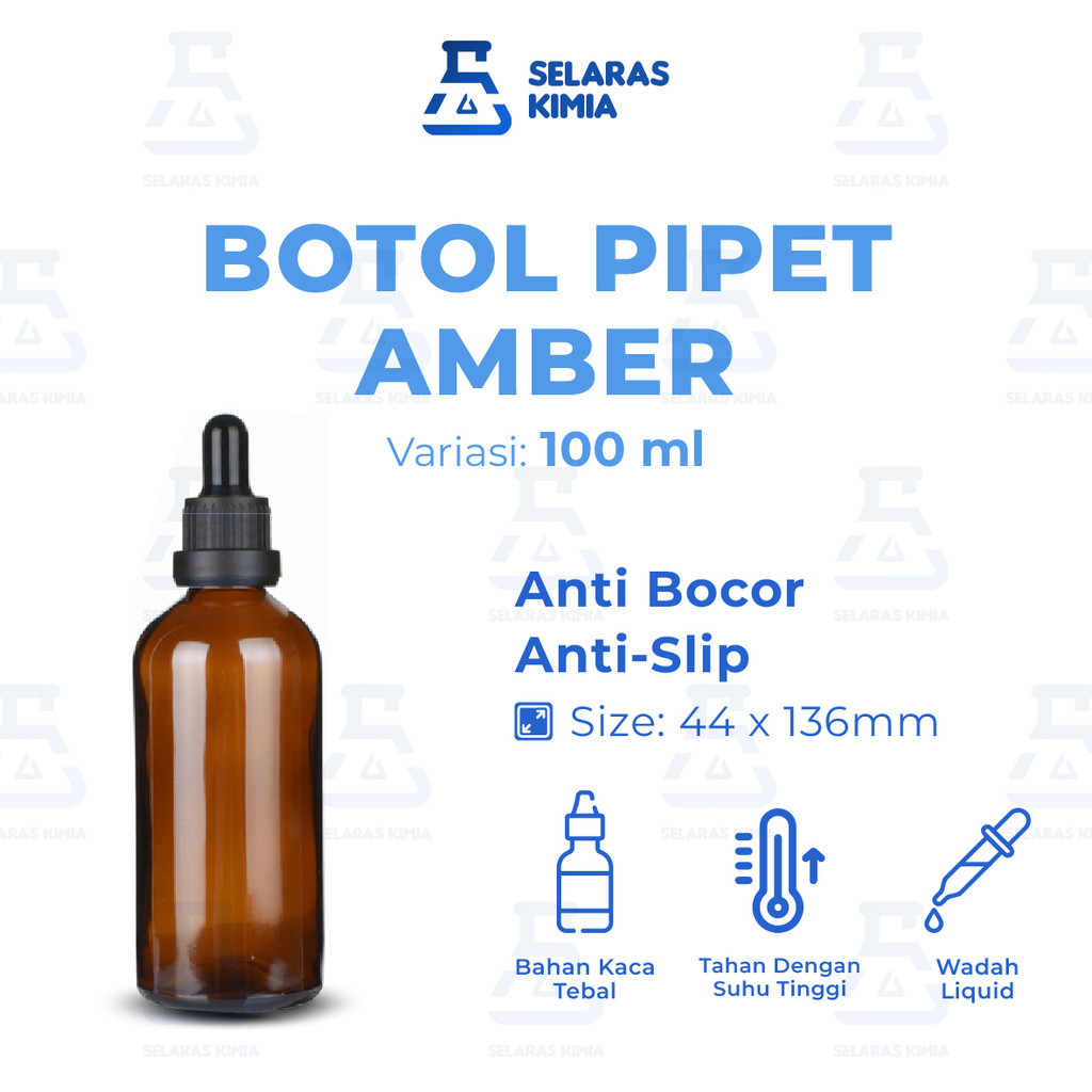 Botol Pipet Kaca Amber Segel 100ml / Botol Kaca 100ml Segel Amber / Botol Kaca Coklat 100ml