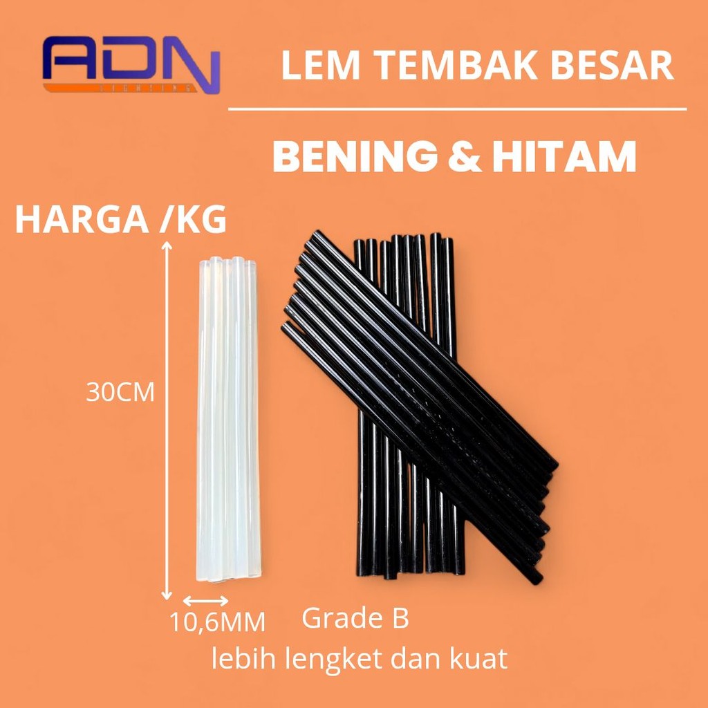 

Promo 1 Kg Isi Refill Lem Tembak Bakar Glue Gun Stick Hitam Besar 30Cm 10,6Mm