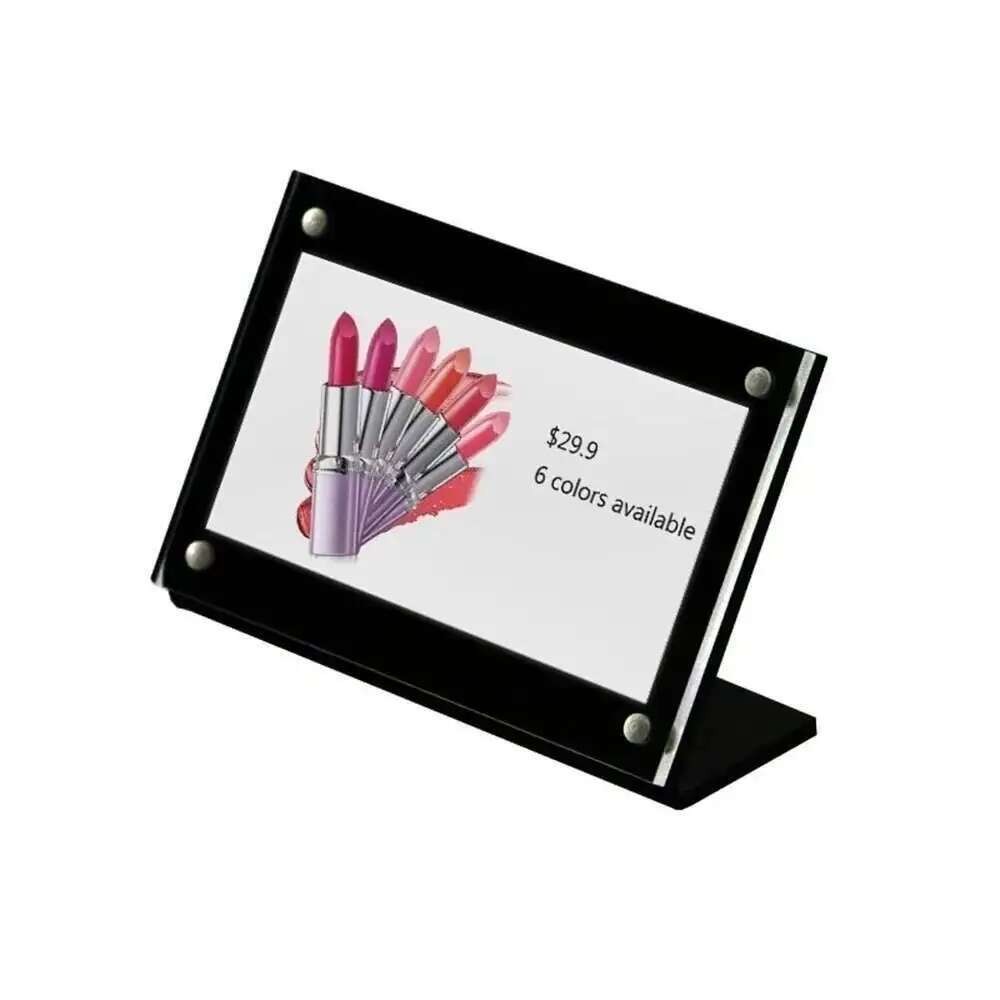 

1pcs 90*60mm Black Clear Acrylic Magnetic Sign Holder Menu List Card Display Stand Frame