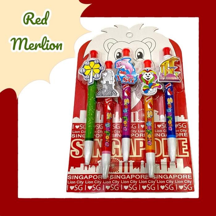 

Souvenir Singapore Pen / Pena Singapore / Oleh-Oleh Singapore / Pen Merlion Stationery - RED