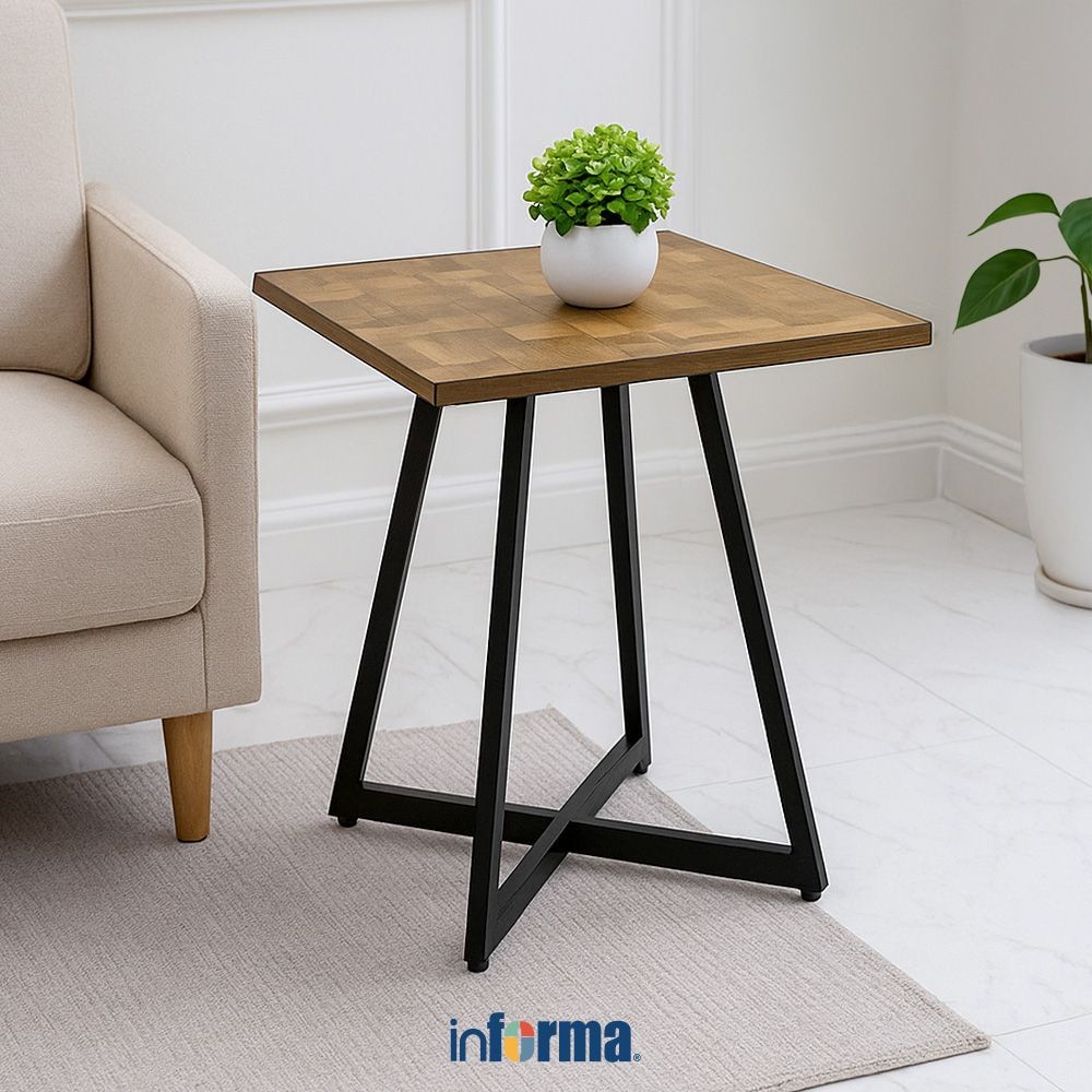 Informa Manford x Meja Tamu 70x70x75 cm - Cokelat Coffee Table Meja Ruang Tamu Serbaguna Meja Sofa F