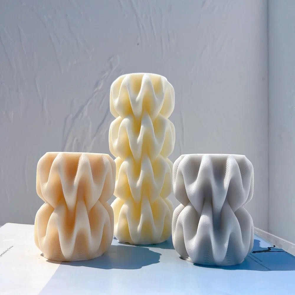

2 Sizes Wave Pillar Swirl Candle Mold Twirl Silicone Mold Geometric Abstract Decorative Wavy Soy Wax Mold