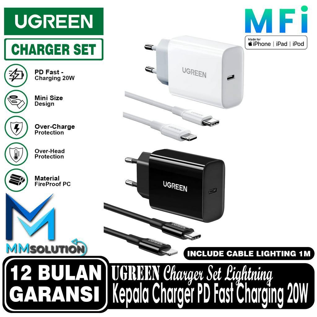 UGREEN Kepala Charger Set 20W + Kabel Lightning MFi PD Fast Charging