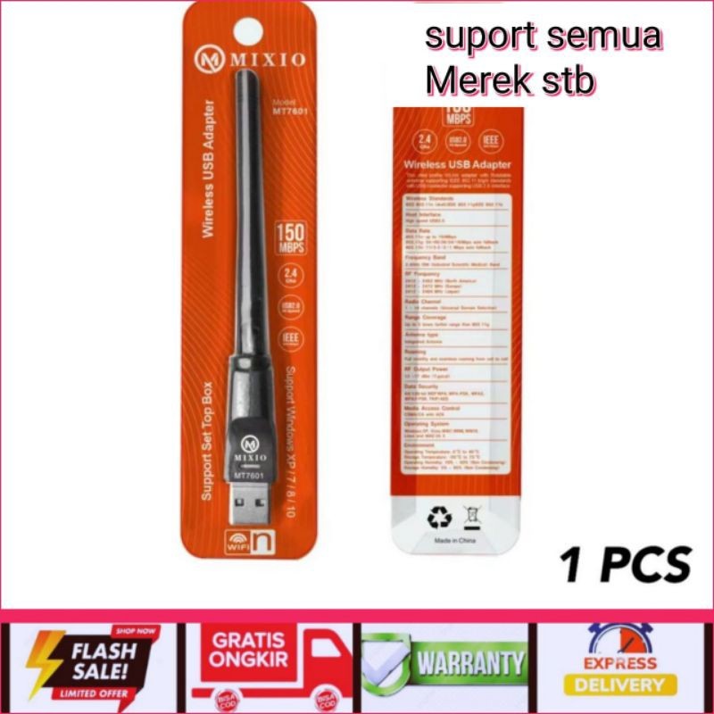 MIXIO DONGLE WIFI STB SEMUA MERK RECEIVER WIRELESS ADAPTER REAL CHIPSET MT7601 STB POLYTRON MT 7601