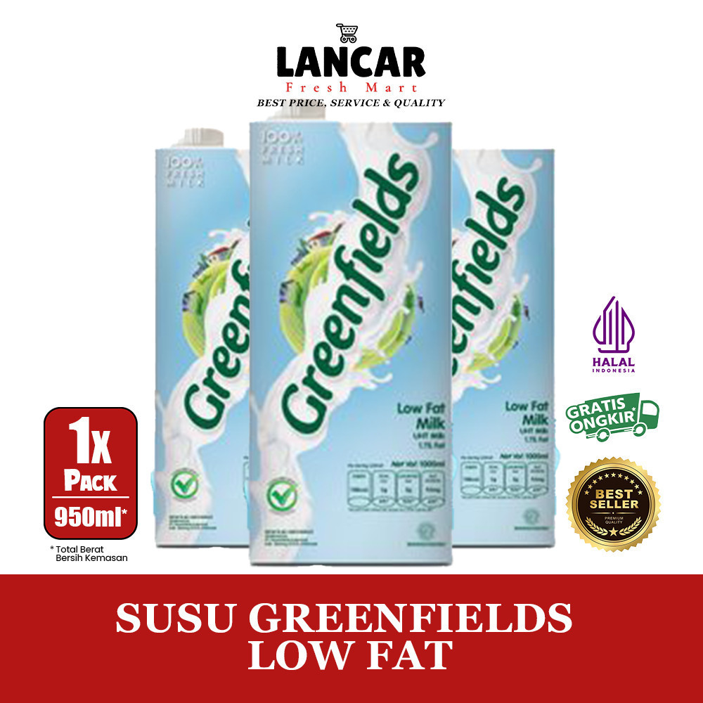 

SUSU GREENFIELD LOW FAT 950ML CARTONAN