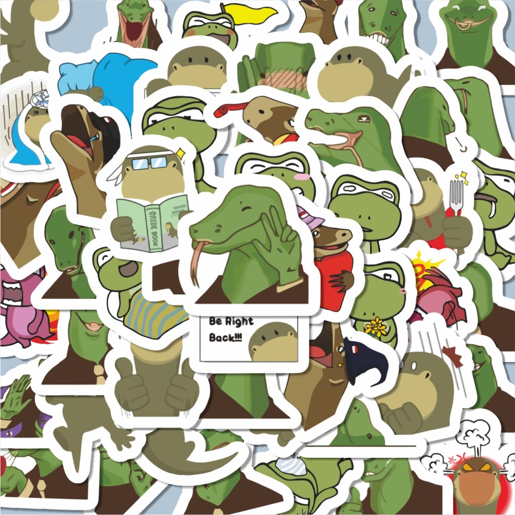 

100PCS Lucu Sticker Hewan Komodo Stiker Aesthetic Stiker Anti Air Stikers Berperekat Waterproof sticker decal buat Motor Helm Buku Journal Koper Casing HP Laptop Botol Minum Hadiah anak