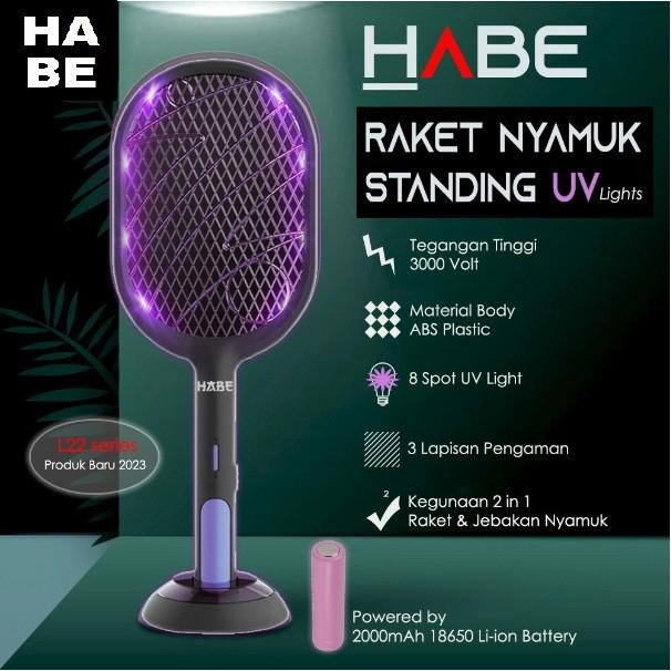 HABE Raket Nyamuk UV Multifungsi Standing Mosquito Trap Swatter - L22 Full Set [terlaris]