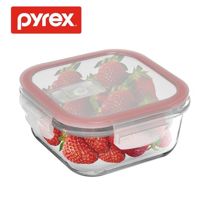 Pyrex Easy Vent Glass Storage Container / Wadah Penyimpanan Kaca / Toples Kaca - Square 515ml SS SS