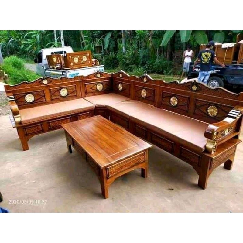 Furniture kursi tamu model sudut Bagong blok / kursi tamu minimalis / kursi tamu kayu jati / model k