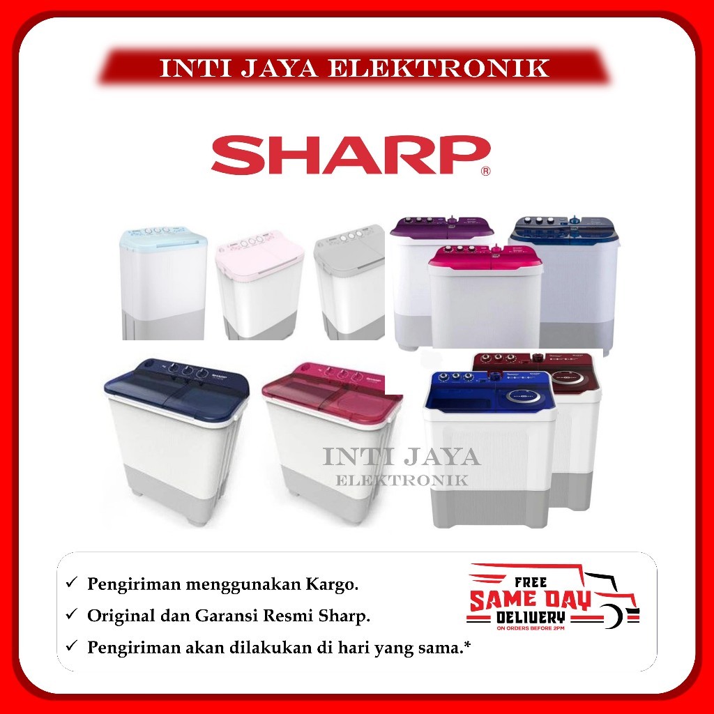 KARGO - MESIN CUCI SHARP 7KG 8KG 9KG 10KG 12KG 14KG DUA TABUNG 7 KG 8 KG 9 KG 10 KG 12 KG 14 KG SHAR