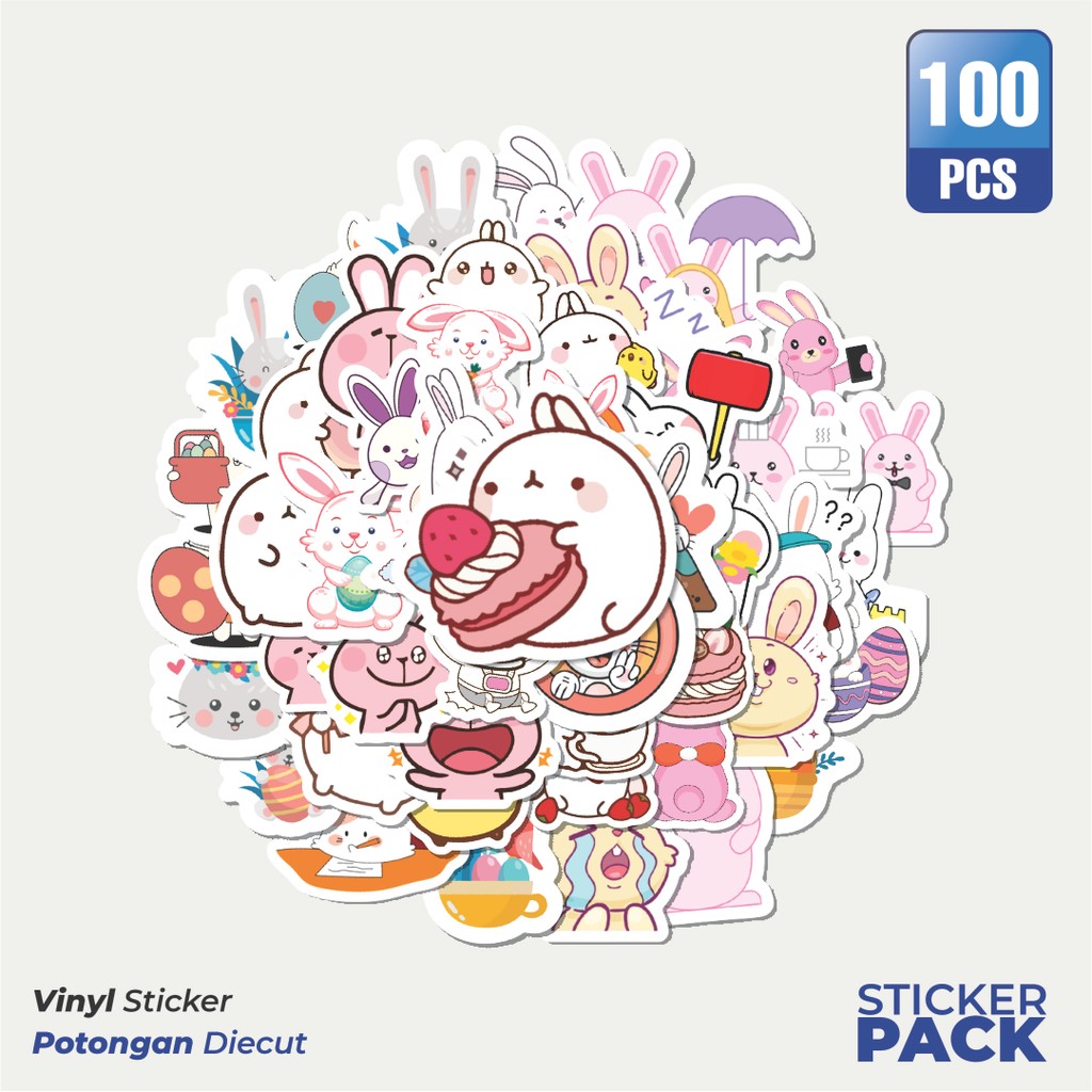 

Stiker Vinyl Sticker Hewan Kelinci Waterproof Aesthetic- Untuk Laptop, Motor, dan Helm - Paper Stationery Pack