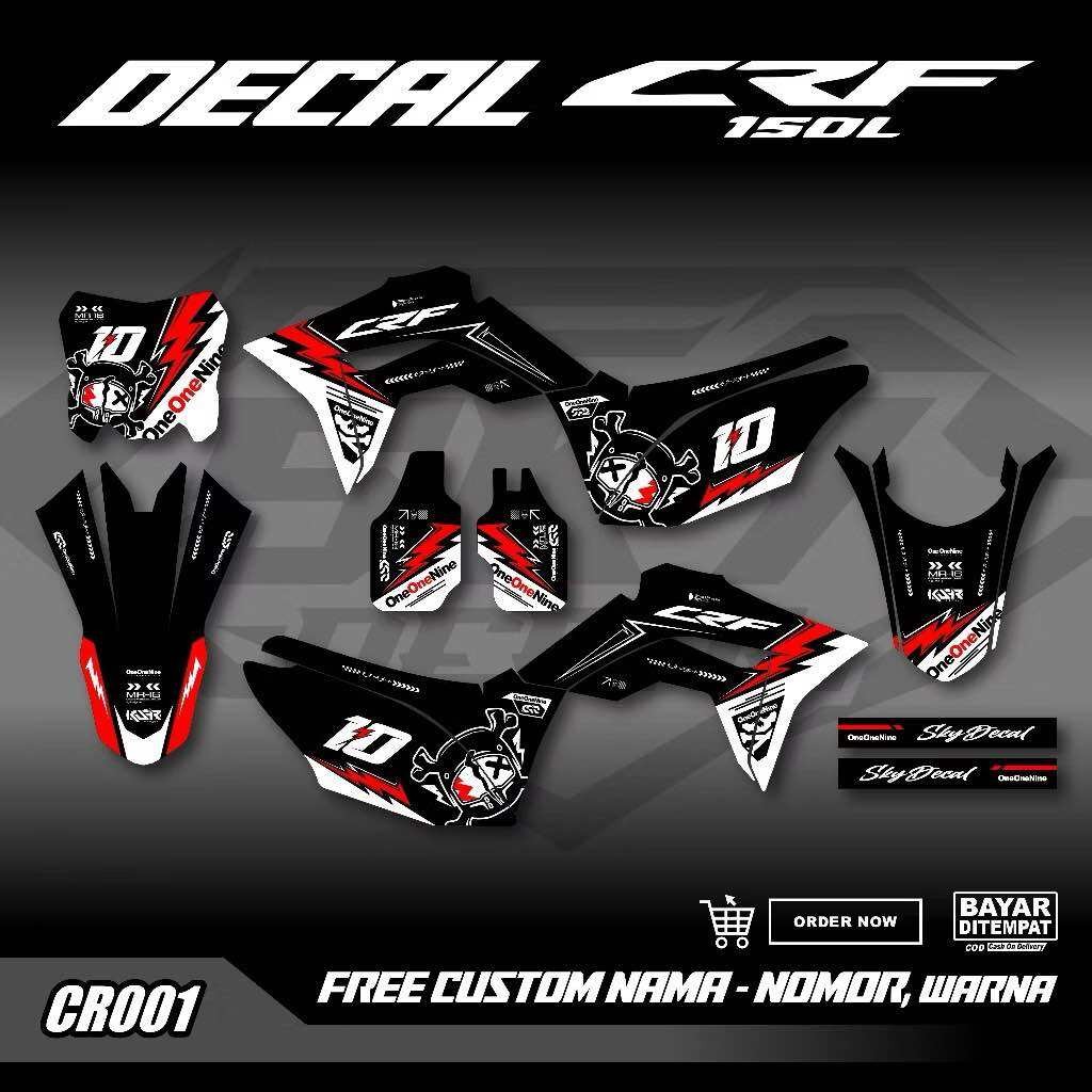 DECAL CRF 150 L TERBARU, MOTOCROSS, MOTOTRAIL, SUPERMOTO MURAH AKSESORIS MOTOR SKULL MASK HELM