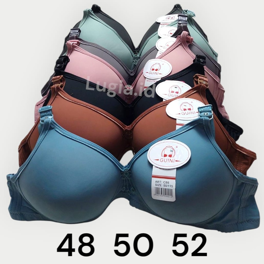 Bra Wanita Jumbo 46 48 50 52 Cup Besar Tanpa Kawat Busa Tipis BH Big Size Cup D
