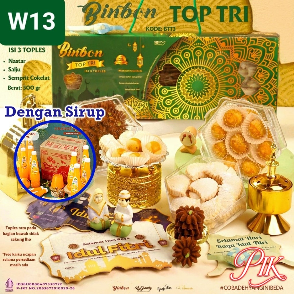 Apazada - Kue Kering Lebaran Binbon Top Tri Squash / Hampers Kue Lebaran Paket 3 Toples + 1 Sirup