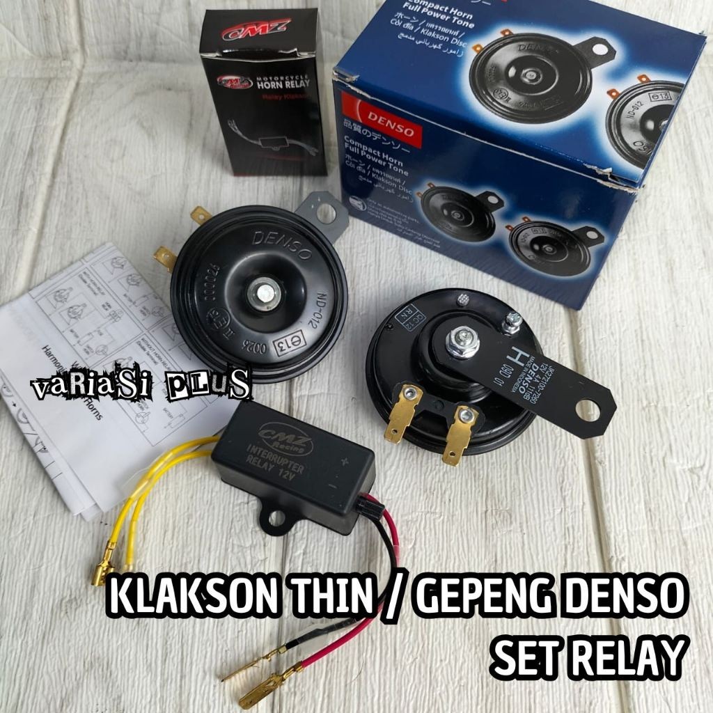 Klakson Keong Gepeng Denso set relay Waterproof TAHAN AIR  Original  Motor Mobil Universal