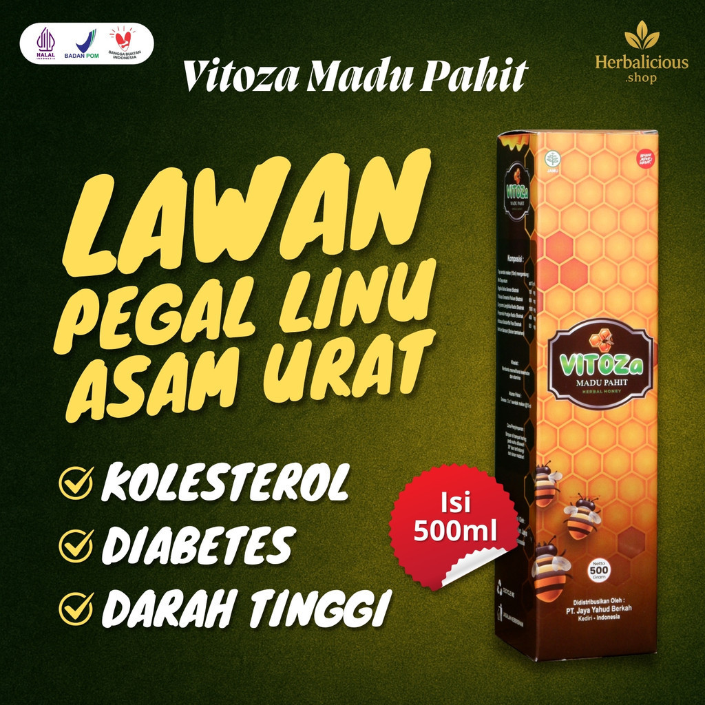 

VITOZA Madu Pahit Herbal 500gr – Obat Asam Urat, Diabetes, Stroke Ringan, Kolesterol, Kebas Kesemutan | BPOM & Halal