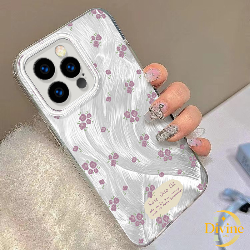 Case untuk IPhone 15 Pro Max 11 12 13 14 Pro Max X XR XS Max 7Plus 8Plus Casing ponsel Bunga Inggris