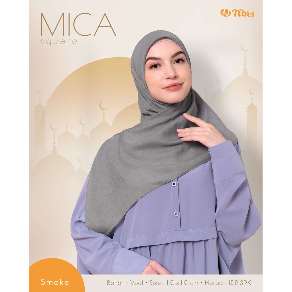 Nibras hijab Mica Square  || Hijab Model Segi Empat Ukuran Standard by Nibras || segi empat polos