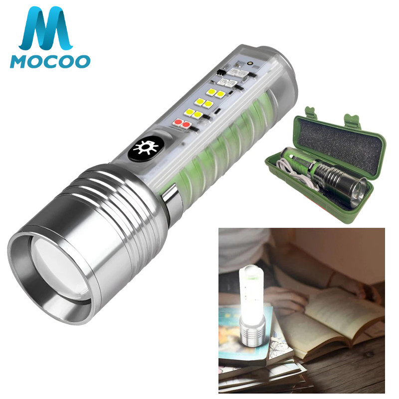 Zoom Waterproof Flashlight / Led Flashlight Magnet Glow In The Dark