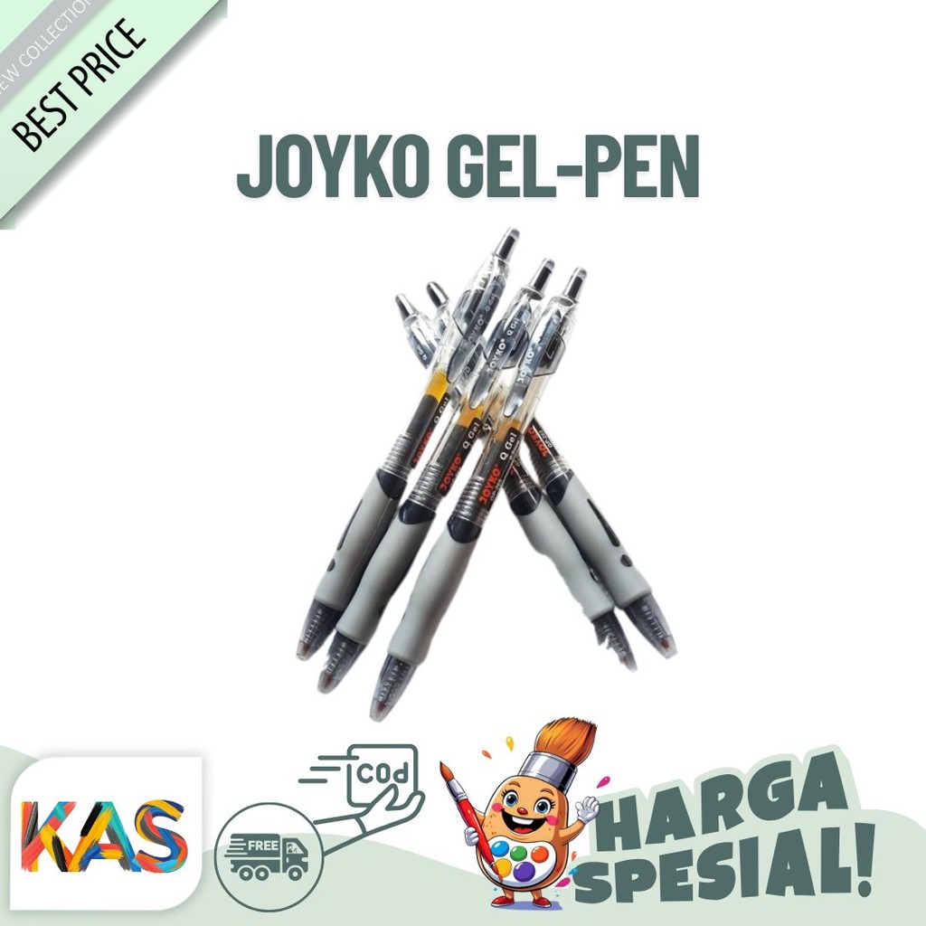 

Pulpen Joyko Satuan Gel Pen GP-265 Q Gel Tip 0.5 mm Tinta Hitam dan Biru Bullet Tip