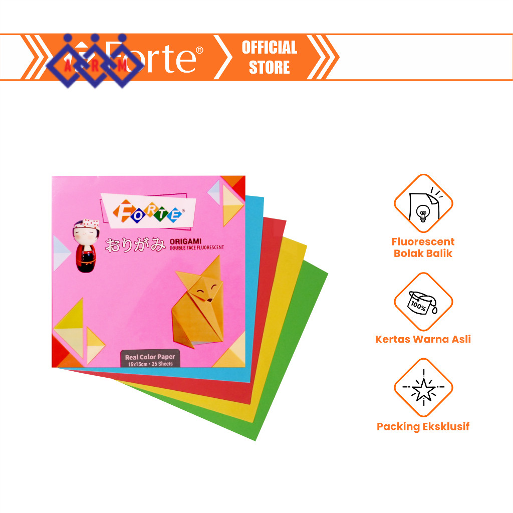 

Forte KERTAS LIPAT 15x15 / ORIGAMI 15x15 CM ( 25 sheet ) Best Seller