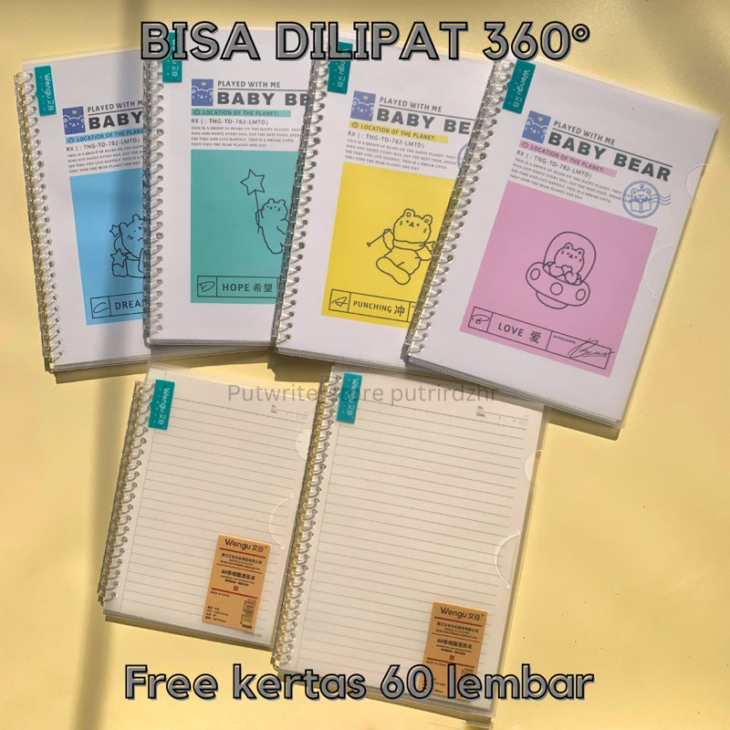 

[BEST SELLER] Binder ring A5 B5 dilipat 360° minimalist free kertas