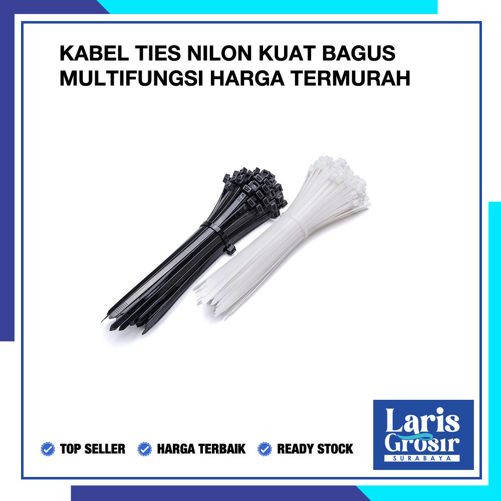 

Kabel Ties Nylon Hitam Dan Putih 2,5 x 200 mm Pengikat Plastik , Kabel Serbaguna Paling Murah