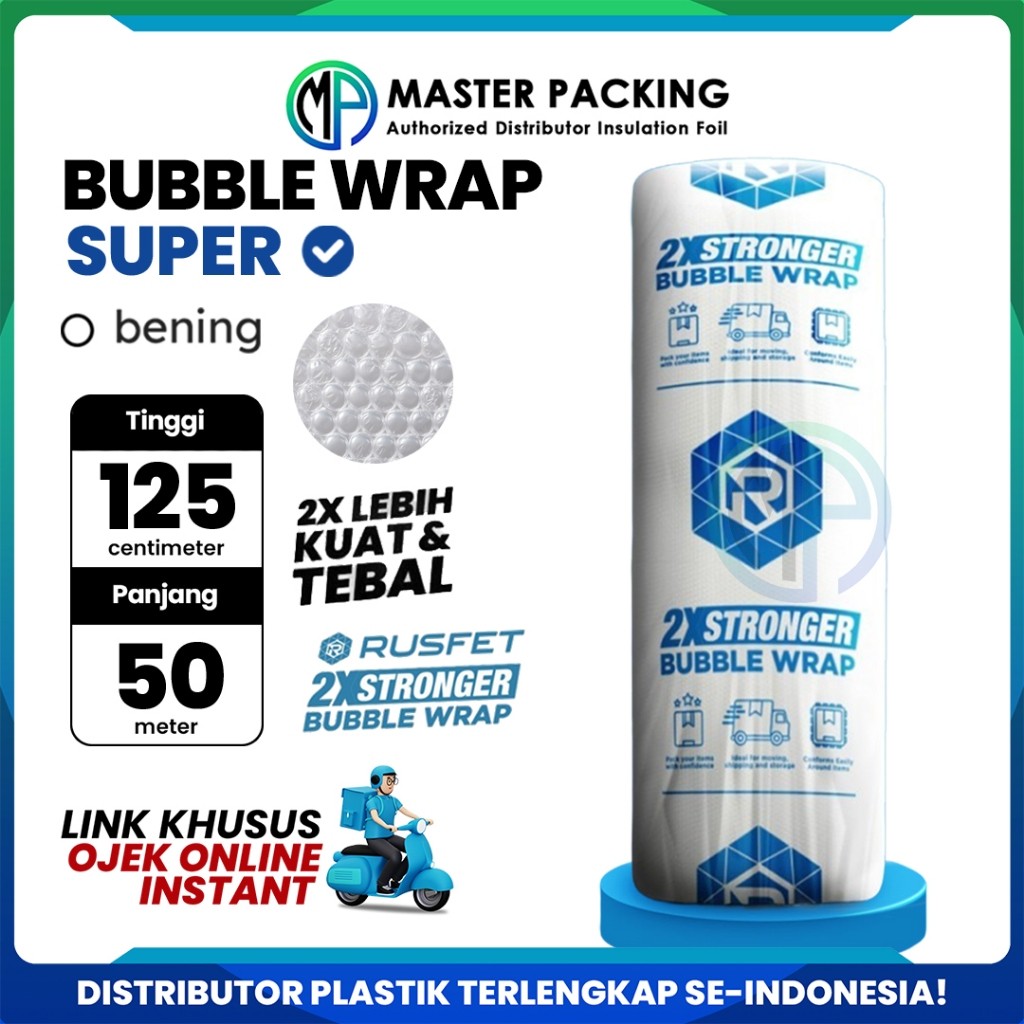 

KAYDEN STORE Plastik Packing Bubble Buble Wrap Rusfet Roll 125cm x 50m Rusfet Putih Bening Super Premium Tebal