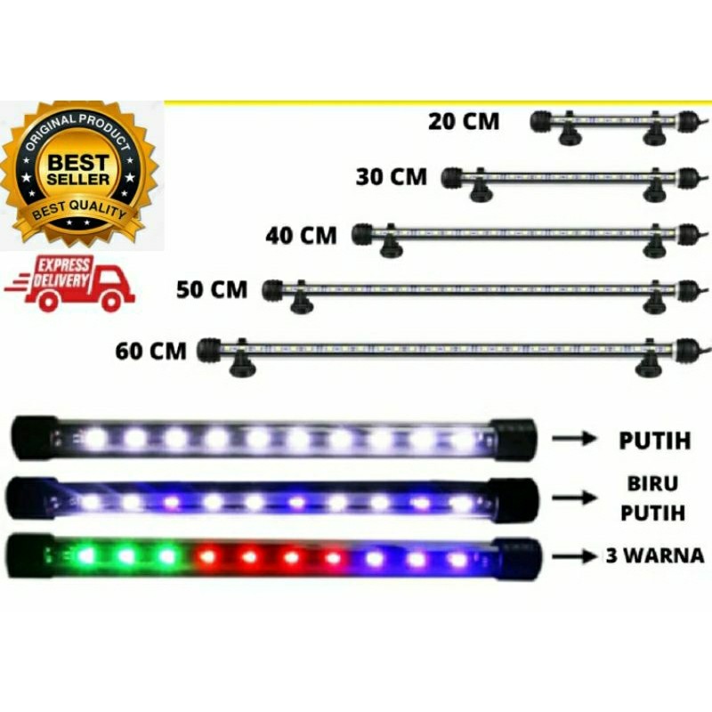 Lampu Celup Aquarium 30cm Lampu Aquarium Lampu LED T4 30 Lampu Aquascape Lampu Celup Biru Lampu Celu