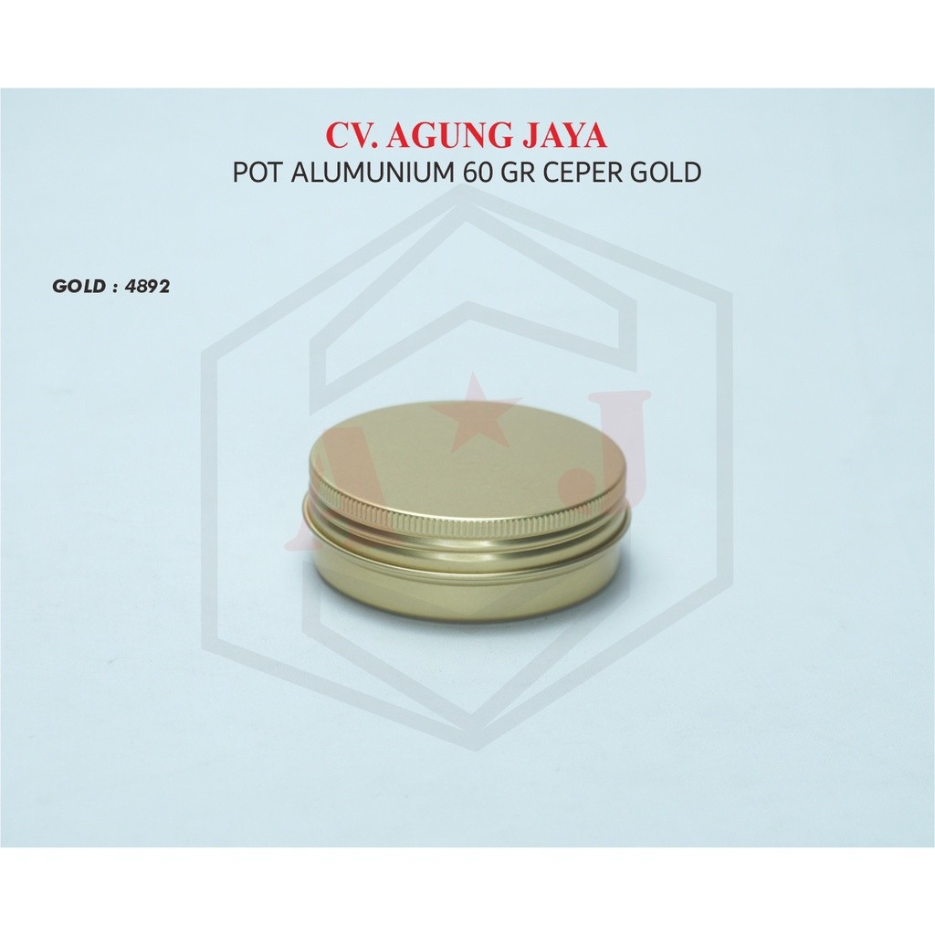 Pot Alumunium 60 g Gold/Pot Pomade/Pot Cream/Jar Alumuniu/ Wadah Pomade/Tin Alumunium/ Pot Pomade E