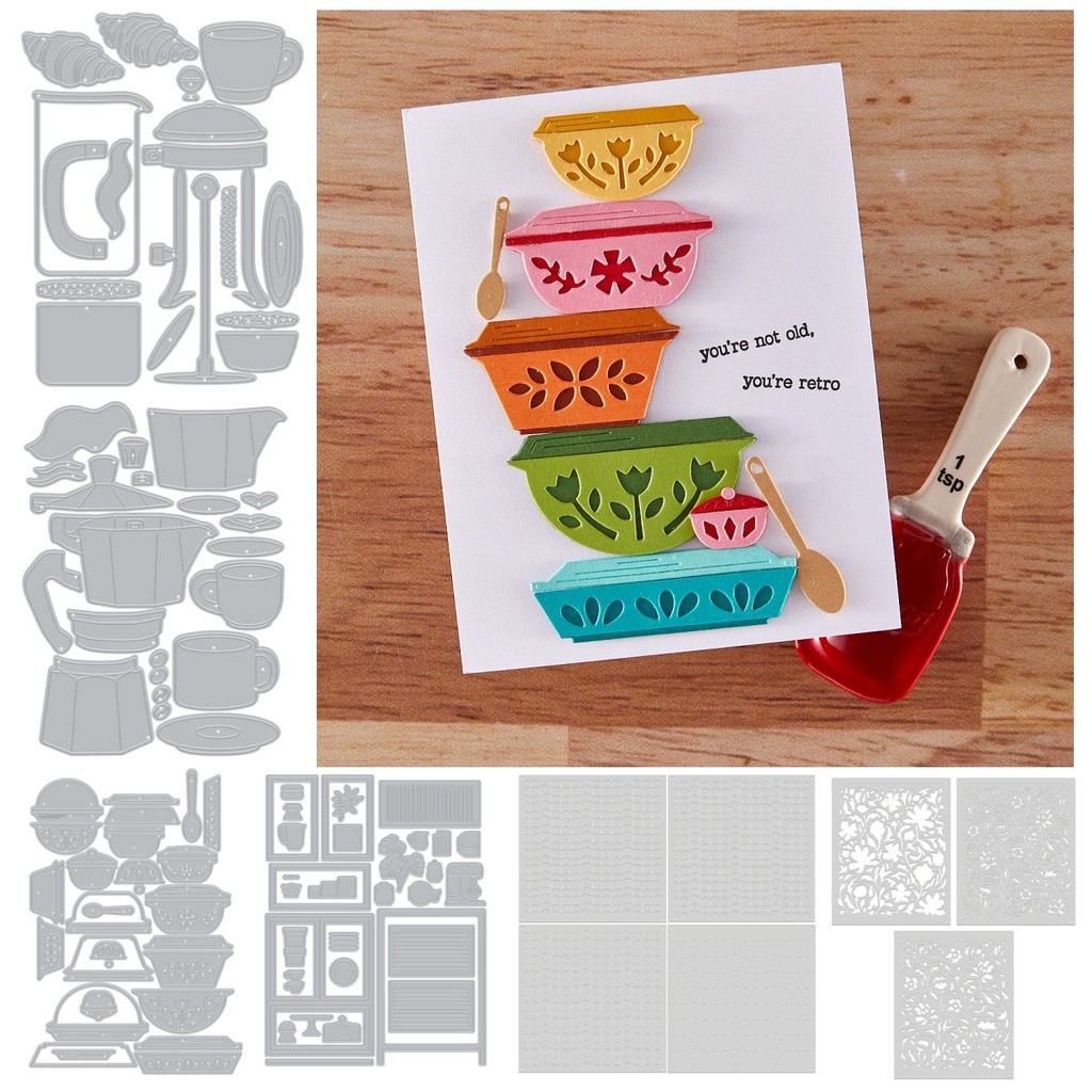

2025 New Coffee Machine Cabinet Casserole Metal Cutting Dies Floral Stencil DIY Decorating Scrapbook Card Album Embossing Craft