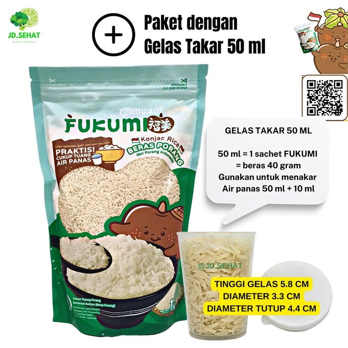 Beras Porang Fukumi Pouch 1kg dengan Gelas Takar
