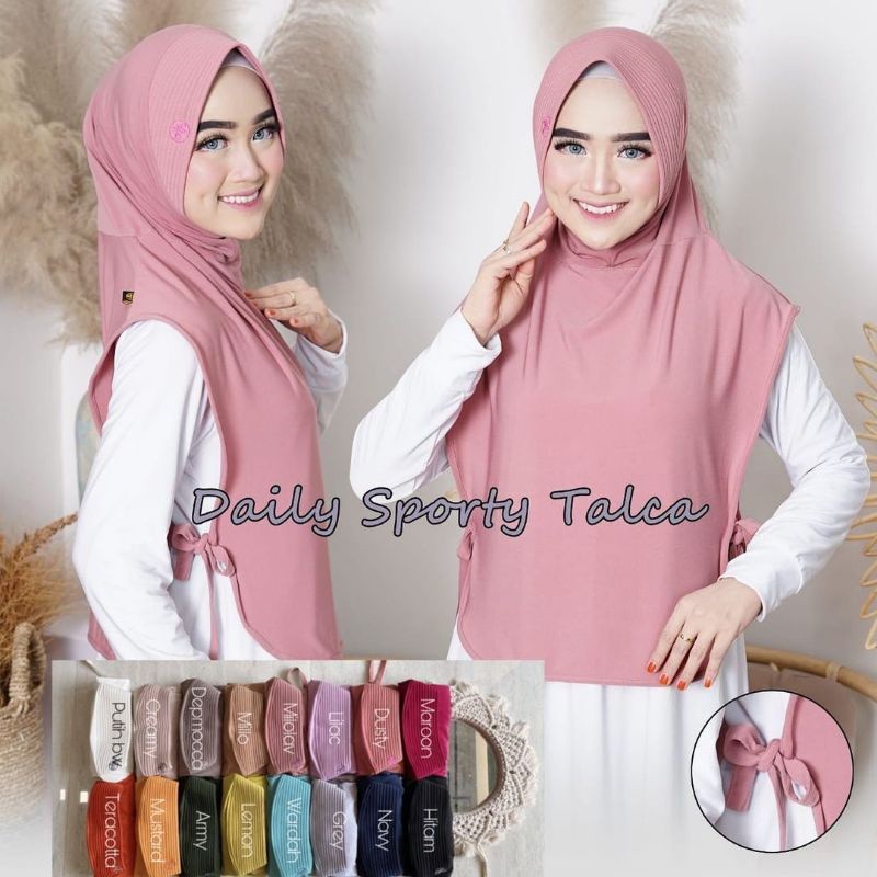 Hijab Sport Murah Wanita Kekinian / Bergo Sporty Ped Antem/Hijab Sporty Pet Antem Tali/Hijab Olahrag