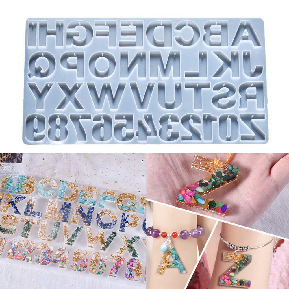 

Alphabet Letter Number Decoration Craft Silicone Mold With Hole for Earring Pendant Creative Keychain Crystal Epoxy Resin Mold