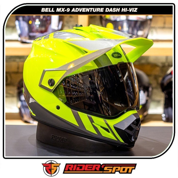 Helm Motor BELL MX-9 Adventure MIPS Dash Hi-Viz Yellow/Gray Full Face Helmet