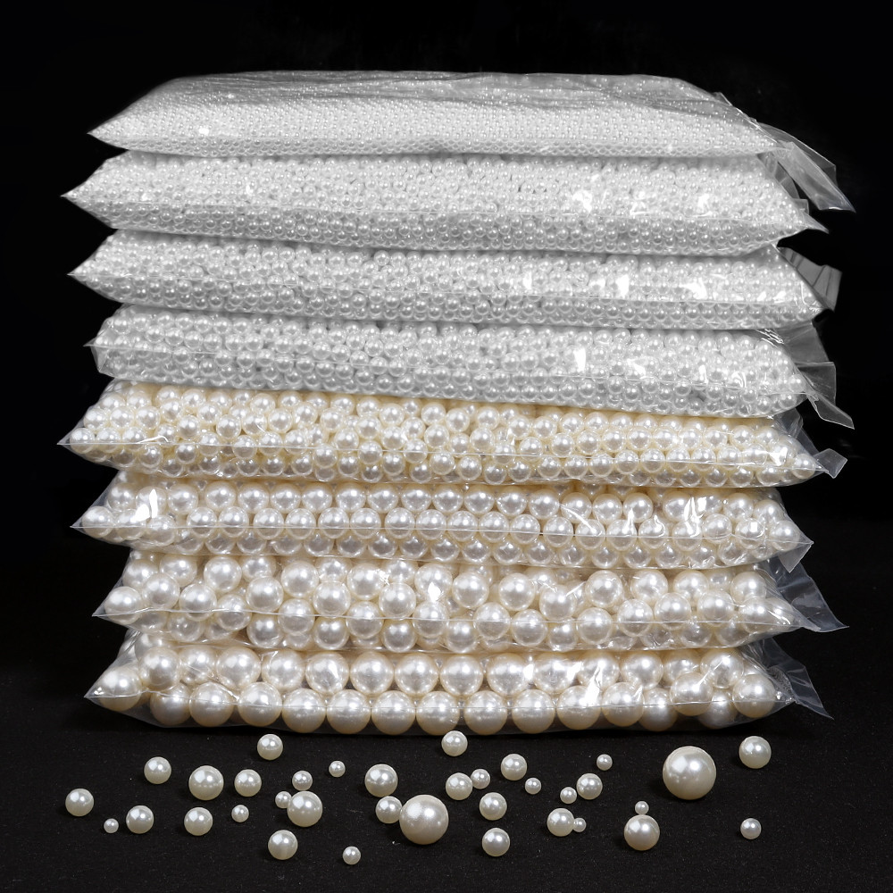 

10-1000pcs White ABS Imitation Pearls Without Hole Multi-size Loose Pearl Beads for Jewelry DIY Bracelet Necklace Accessories
