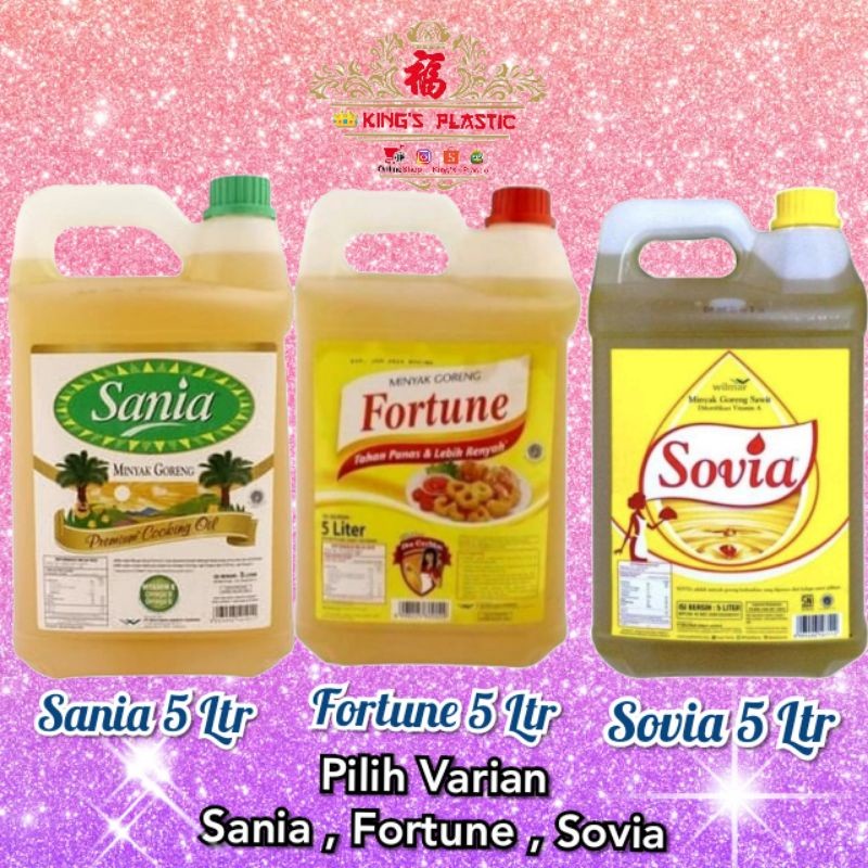 

Minyak Goreng Sania , Fortune, & Sovia Kemasan 5 Liter (Jerigen)