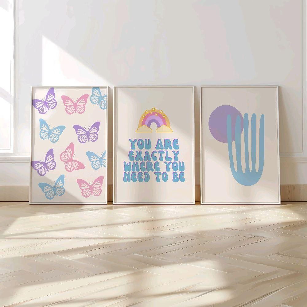 Hiasan Dinding Aesthetic Biru Ungu Pastel Y2K | Hiasan Dinding Dekorasi Kamar Cewek Lucu Kawaii | Hi